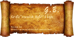 Grünvald Bálint névjegykártya